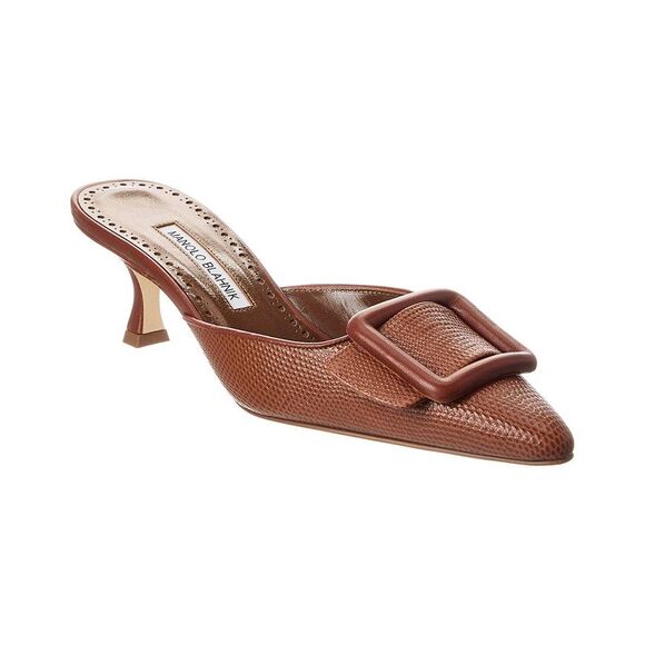Manolo Blahnik Shoes - Manolo Blahnik Maysalebi 50 Leather Mule, Brown